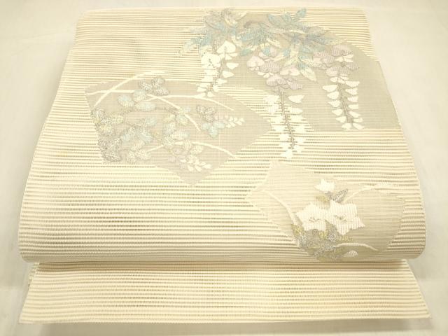 Other - 平和屋着物＊夏物　絽綴れ　八寸名古屋帯　地紙藤花房　正絹　逸品　DABB3244cm