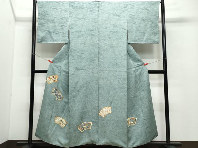 平和屋着物●野口彦太郎　大彦三代目　江戸染繍友禅　色留袖　刺繍　地紙草花文　金糸　正絹　逸品　CAAV6560vfのサムネイル