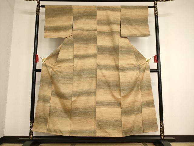 平和屋着物■上質な紬　横段文　正絹　逸品　AAAR9089ja