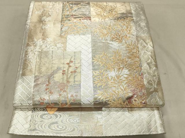 平和屋着物◎佐賀錦 六通柄袋帯 七夕 短冊草花文 金銀糸 正絹 逸品 DABC7608ya