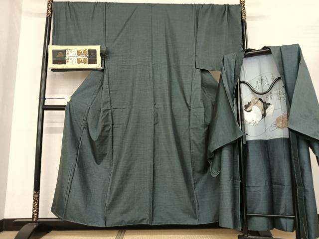 ■■■　サイズ　■■■ 【着物】 身丈 156cm（肩から） 裄丈 73cm 袖丈 53cm　縫込み 4cm 袖幅 37.5cm 前幅 27cm 後幅 31cm 着物縫いこみ 内揚げ 9cm 裄 お袖側 約2cm　身頃側 約2.5cm 【羽...