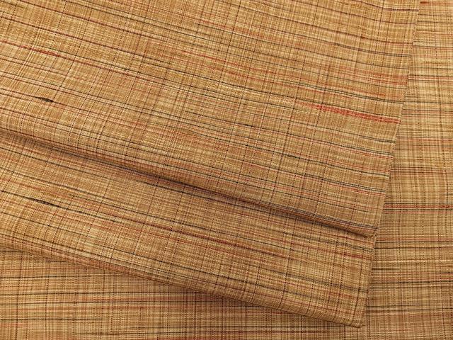 平和屋着物▽上質な紬　単衣　横段文　正絹　逸品　BAAW3552mz