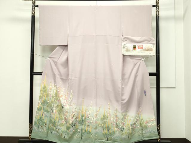 平和屋本店■極上 本加賀友禅作家 百貫華峰 色留袖 小石に松 暈し染め 薄柿色地 証紙付き 逸品 CZAA2169s5