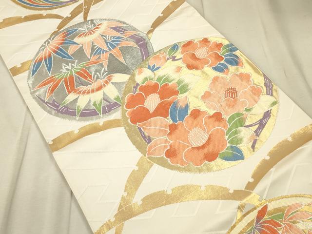 平和屋着物◎六通柄袋帯　唐織　花丸文　金銀糸　正絹　逸品　CAAT5059ft