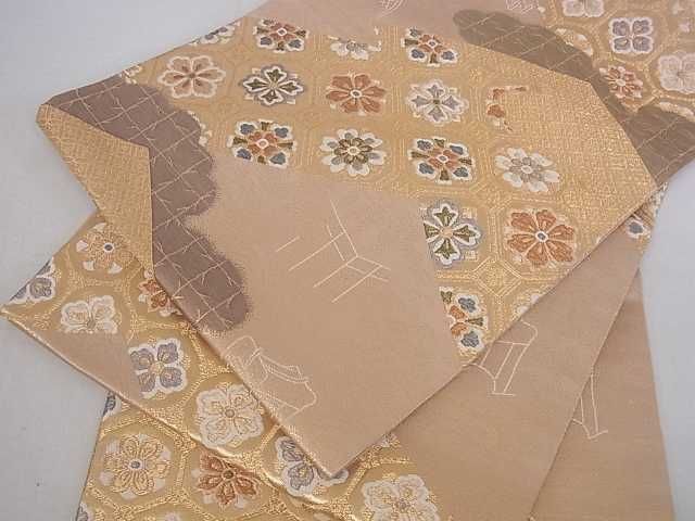 平和屋着物■六通柄袋帯　吉祥花文　金糸　逸品　ar5247