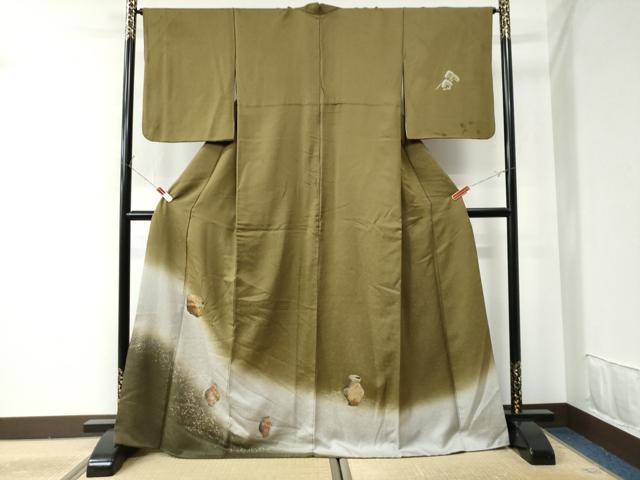 平和屋着物●訪問着　陶器花文　暈し染め　金銀彩　正絹　逸品　CAAU2184yc