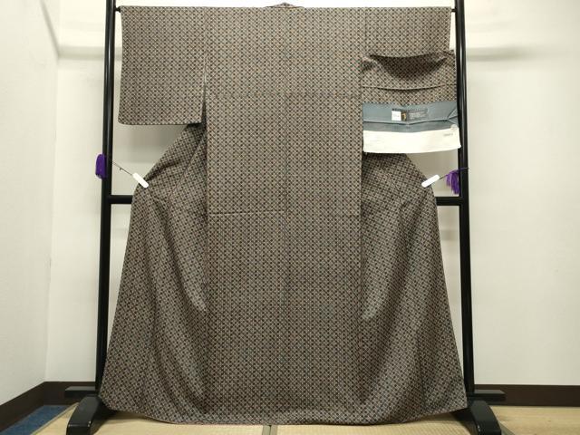 平和屋着物●染色の魔術師　染乃座・大久保玄才　そめのざ玄才　小紋　菱吉祥文　反端付き　正絹　逸品　未使用　CABC8025gh