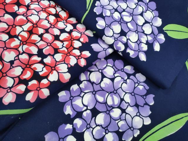 平和屋着物∴夏物　浴衣　紫陽花　綿　逸品　CABE8909ng