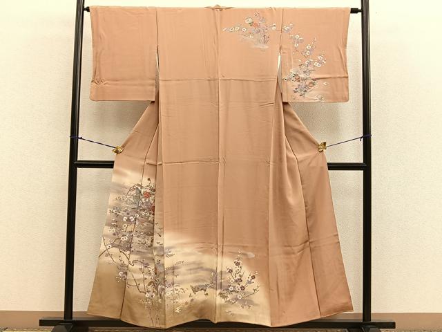 平和屋着物■訪問着 鴛鴦貝桶花文 暈し染め 金銀彩 正絹 逸品 BAAR8648hz
