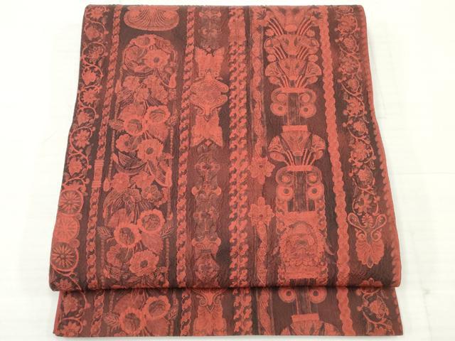 Rakuten - 平和屋着物◎全通柄袋帯　ふくれ織　花間道　正絹　逸品　DAAV2312xg