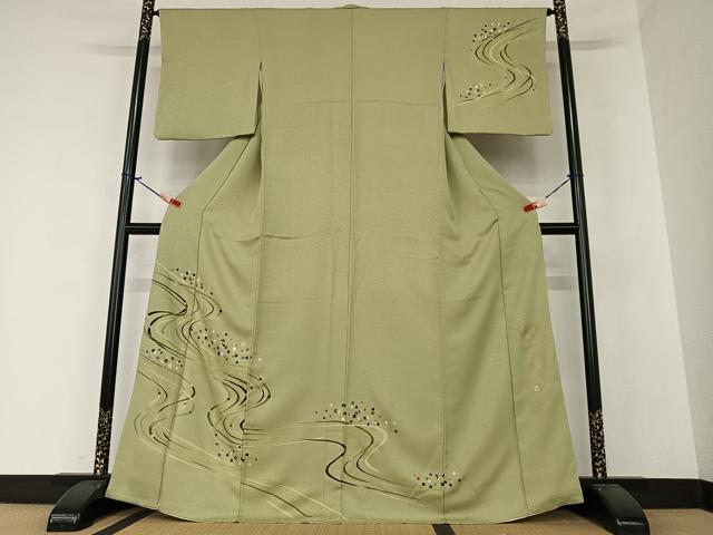 Kimono - 平和屋着物●螺鈿工芸作家　佐野正喜　訪問着　流水箔散らし　金彩　正絹　逸品　AAAZ0348zg
