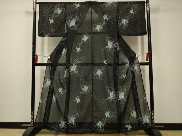 平和屋着物＊夏物　小紋　絽　人物文　洗える着物　AABA5629sx