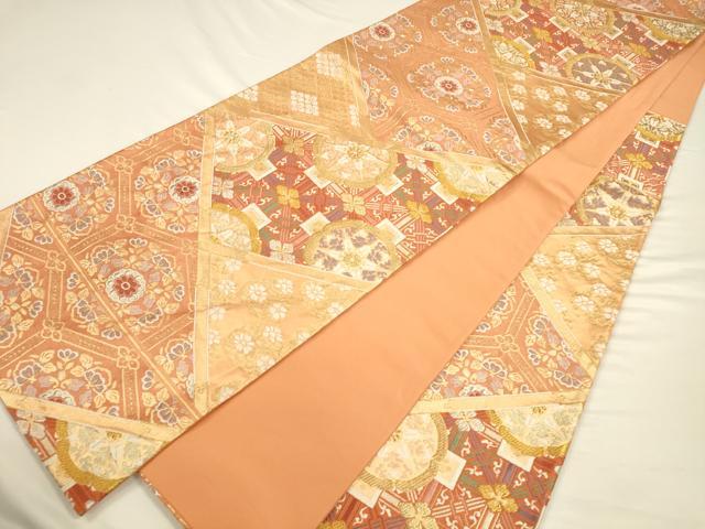 平和屋着物◎六通柄袋帯　唐織　天井花丸文　金銀糸　正絹　逸品　CAAV3452ft