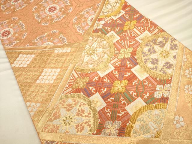 平和屋着物◎六通柄袋帯　唐織　天井花丸文　金銀糸　正絹　逸品　CAAV3452ft