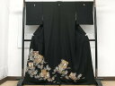 平和屋着物■豪華黒留袖 駒刺繍 色紙花文 金彩 正絹 逸品 CAAW1269xi