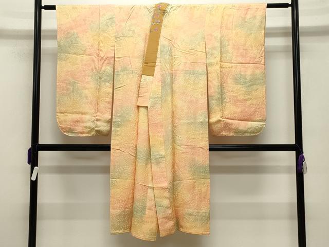 平和屋着物●半襦袢　無双仕立て　辻が花地紋　絞り　暈し染め　半衿刺繍　正絹　逸品　未使用　CABB0257gh