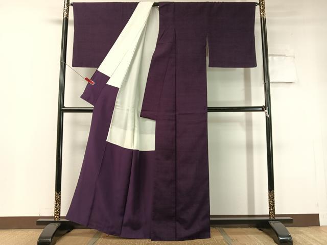 平和屋着物●結城紬　深紫色　正絹　逸品　CABC2776vp