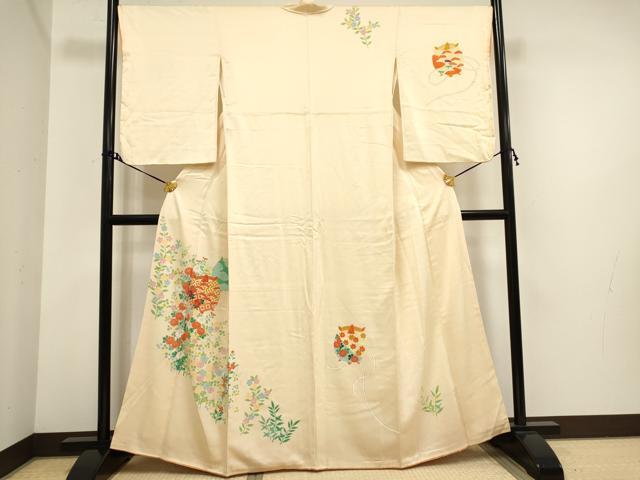 平和屋着物■訪問着　刺繍　糸車花文　金彩　正絹　逸品　DAAV7462cd