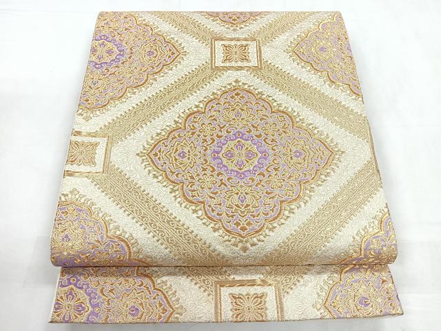 平和屋着物◎六通柄袋帯　正倉院花文　金糸　やまとオリジナル　正絹　逸品　CABD4907nb