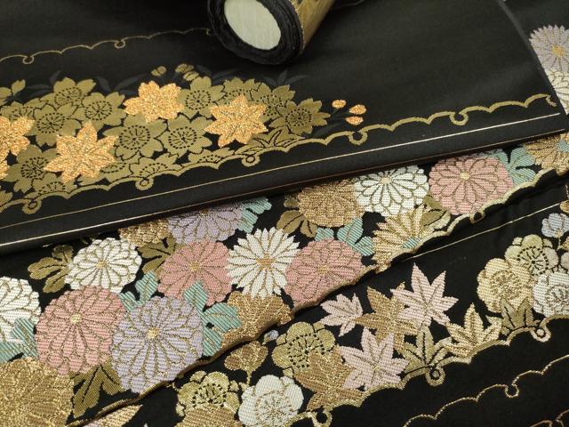 平和屋着物●西陣　高島織物謹製　名古屋帯　帯反物　横段花尽くし　金糸　証紙付き　逸品　未使用　DAAS6581zzz