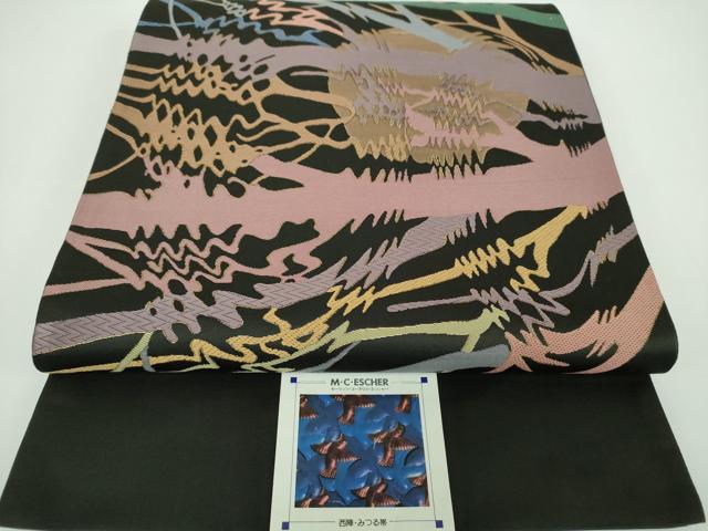 平和屋着物●西陣　河瀬満織物謹製　六通柄袋帯　唐織　市松取笹鶴　証紙付き　正絹　逸品　DABD1762ps 平和屋着物○西陣 河瀬満織物謹製 六通柄袋帯 唐織 市松取笹鶴 証紙