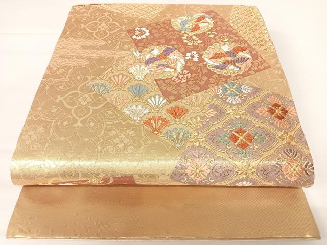平和屋着物◎西陣　村山織物謹製　六通柄袋帯　唐織　更紗花鳥文　金糸　正絹　逸品　AABA2043yx