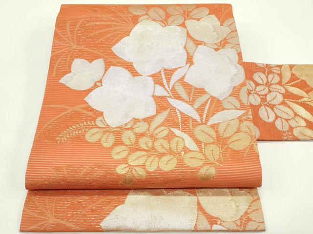 Rakuten - 平和屋着物＊夏物 九寸名古屋帯 桔梗 萩 金銀糸 正絹 逸品 未使用 CABG7573rv