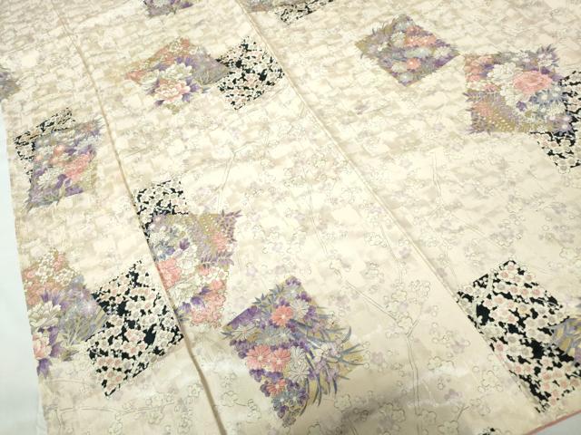 Kimono - 平和屋着物■上質な小紋　重ね色紙枝花文　金彩　正絹　逸品　DABE0750qa