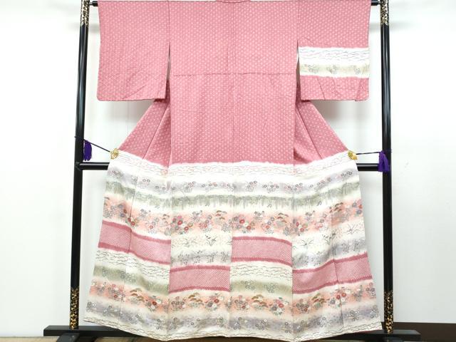平和屋着物■訪問着 手描き 絞り 横段草花文 暈し染め 金彩 正絹 逸品 CAAK5132fb