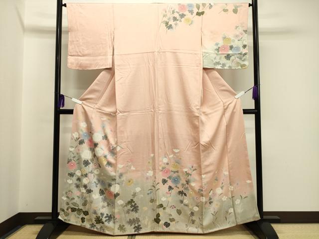 平和屋着物●訪問着 友禅 枝花文 暈し染め 正絹 逸品 CAAQ1301gh