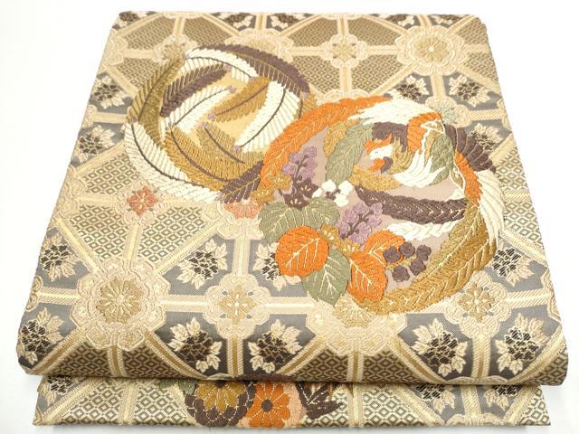 Rakuten - 平和屋着物●六通柄袋帯　唐織　鳳凰天井花丸文　金糸　正絹　逸品　CABG6063hy