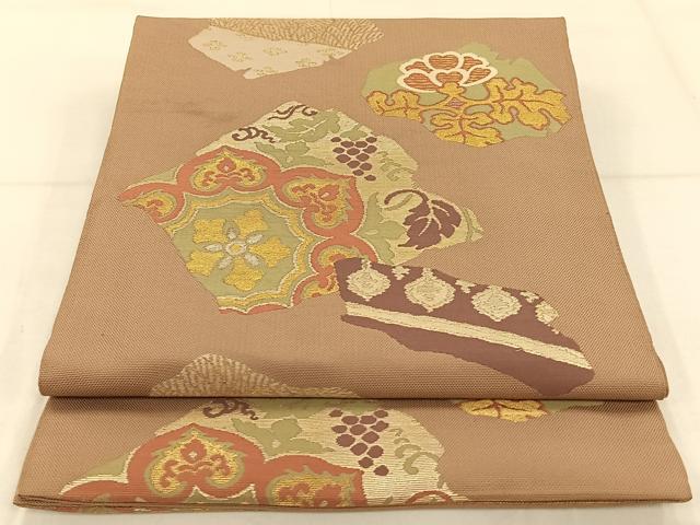 乐天商城 - 平和屋着物◎六通柄袋帯　葡萄蔦の葉花文　金糸　正絹　逸品　AAAP9082ey