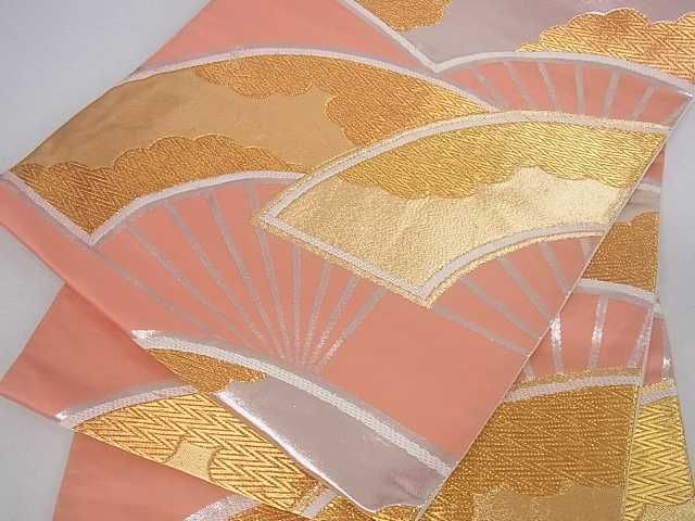 平和屋着物■両面六通柄袋帯　扇文　金銀糸　逸品　ar5271