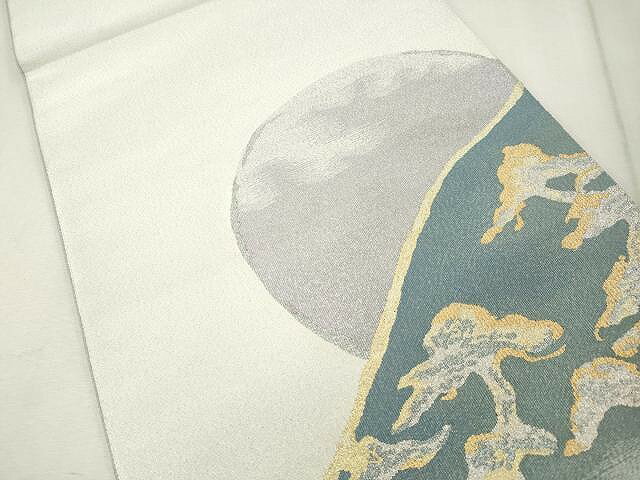 平和屋着物●爪掻き本綴れ　太鼓柄袋帯　満月　枝松文　金銀糸　正絹　逸品　未使用　CAAU1091yk