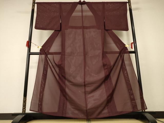 平和屋着物＊夏物　色無地　絽　黒鳶色　洗える着物　AABE4742jd