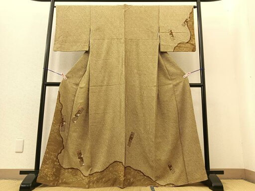 平和屋着物■上質な小紋 刺繍 絞り 短冊花文 金彩 やまと誂製 正絹 逸品 BAAR2368by 平和屋着物■上質な小紋 刺繍 絞り 短冊花文 金彩 やまと誂製 正絹 逸品 BAAR2368by