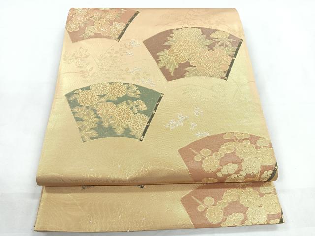 乐天商城 - 平和屋着物◎六通柄袋帯　扇面花文　金糸　正絹　逸品　CABD4911nb
