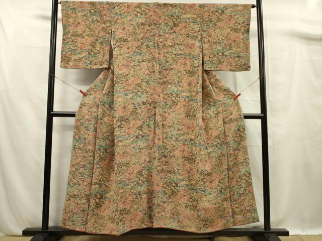 平和屋の平和屋着物■上質な小紋 風景花文 鬼しぼ縮緬 正絹 逸品 DABF0793ya｜アングル2