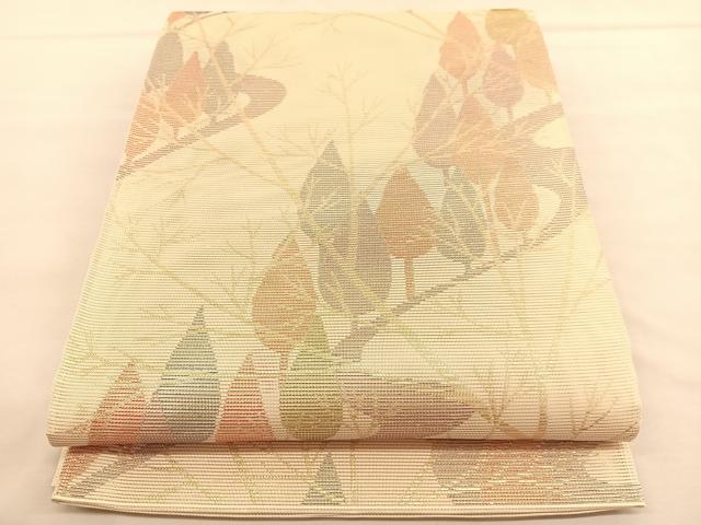 平和屋着物＊夏物　六通柄袋帯　枝葉文　金糸　正絹　逸品　未使用　BAAU1750hv