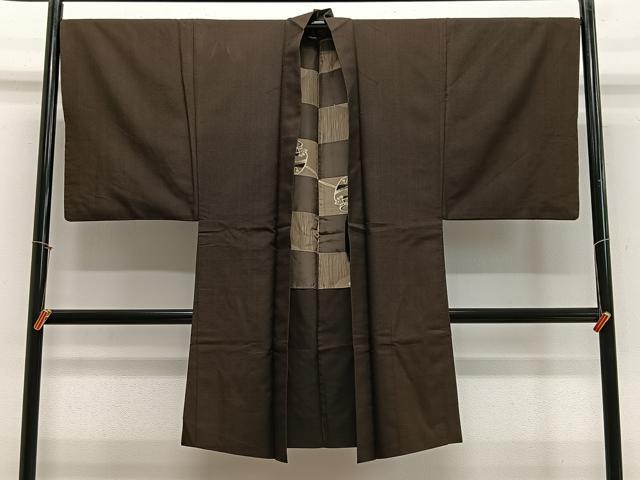 平和屋着物∞男性　長羽織　紬地　憲法色　正絹　逸品　CABE4919ua