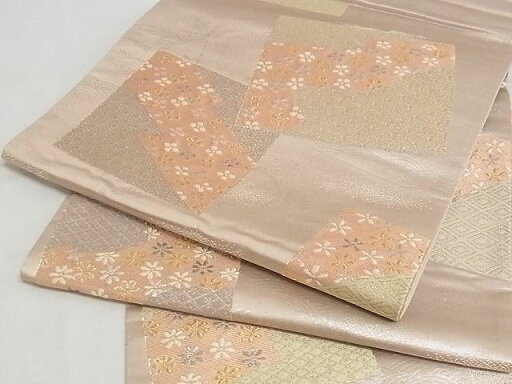 平和屋着物■六通柄袋帯 唐織 色紙花文 金銀糸 正絹 逸品 A-pf4908 平和屋着物■六通柄袋帯 唐織 色紙花文 金銀糸 正絹 逸品 A-pf4908