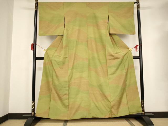 平和屋着物■上質な紬 立波文 正絹 逸品 AAAP1447ja