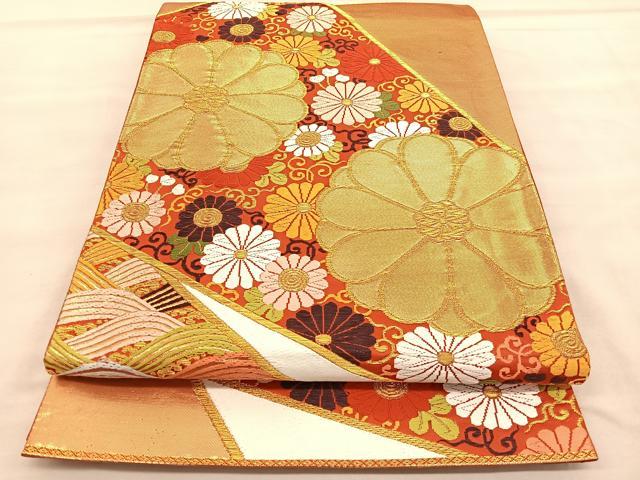 乐天商城 - 平和屋着物◎六通柄袋帯　唐織　菊唐草文　金糸　正絹　逸品　BAAU8064hv