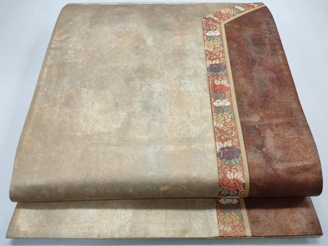 平和屋着物◎六通柄袋帯　唐織　花唐草文　霞文　引箔　正絹　逸品　CAAS8859ha