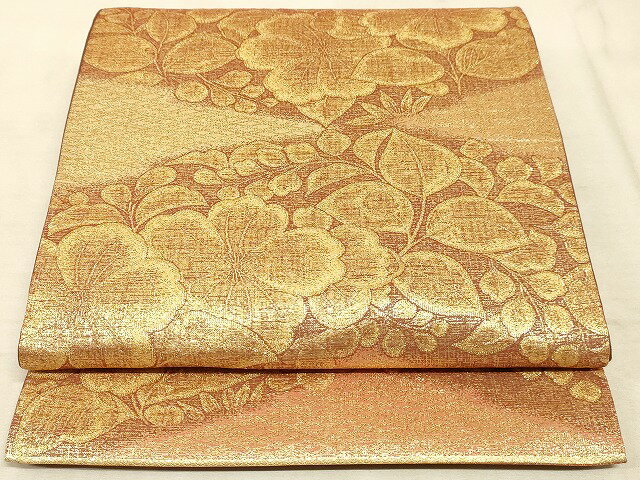 平和屋着物◎六通柄袋帯 草花文 金糸 正絹 逸品 AAAM3085Asx