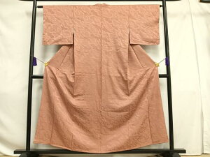 平和屋着物■上質な色無地 霞草花地紋 真赭色 西武百貨店扱い 正絹 逸品 AAAV3927es