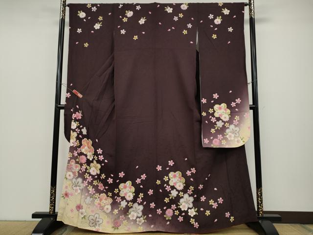 Kimono - 平和屋着物●豪華振袖　舞花文　暈し染め　金彩　京都きもの友禅扱い　正絹　逸品　CABC2351ut