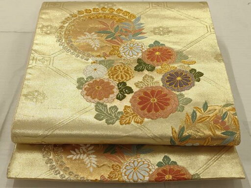 平和屋着物◎六通柄袋帯 唐織 蜀江花丸文 金糸 引箔 正絹 逸品 AAAQ1255tm 平和屋着物◎六通柄袋帯 唐織 蜀江花丸文 金糸 引箔 正絹 逸品 AAAQ1255tm