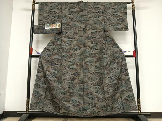 平和屋着物●本場大島紬　カタス7マルキ　風景花文　渡絹織物謹製　証紙付き　正絹　逸品　AABA5020np