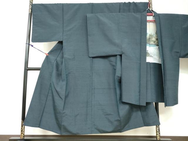 平和屋着物●男性　紬　アンサンブル　長羽織　百入茶色　正絹　逸品　DABB0322ud